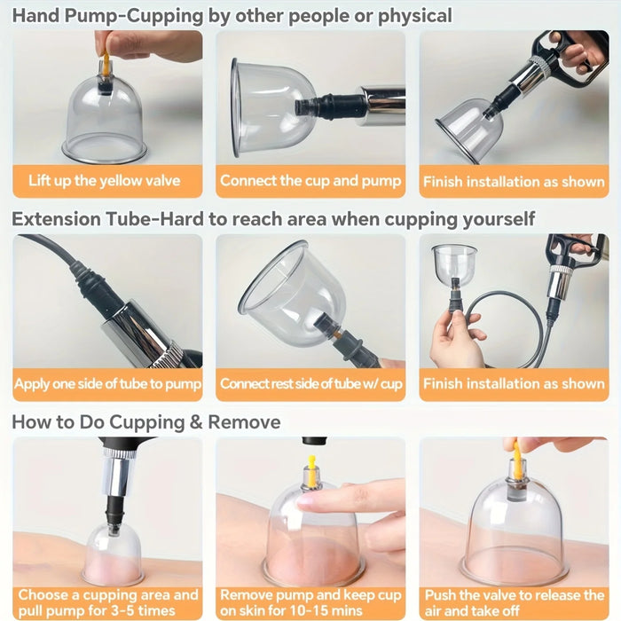 Vacuum Cupping Therapy Set with Hand Pump and Multiple Cups