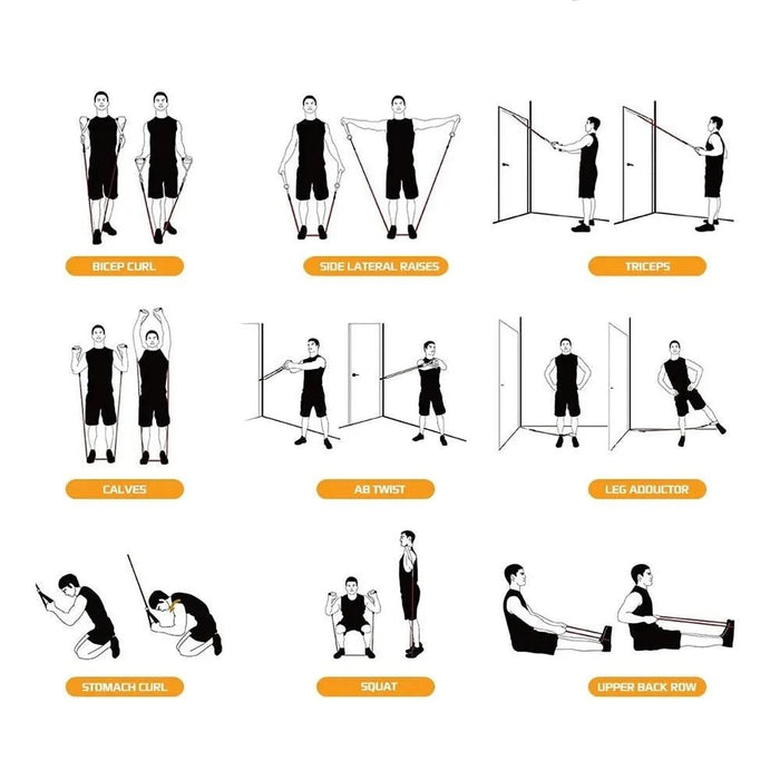 11 Piece Resistance Band Set - Flamin' Fitness