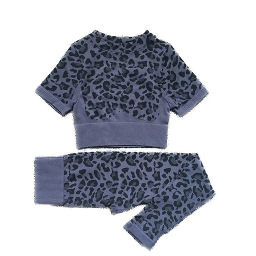 LeopardFit Short Sleeve Top & Leggings Gym Set - Flamin' Fitness