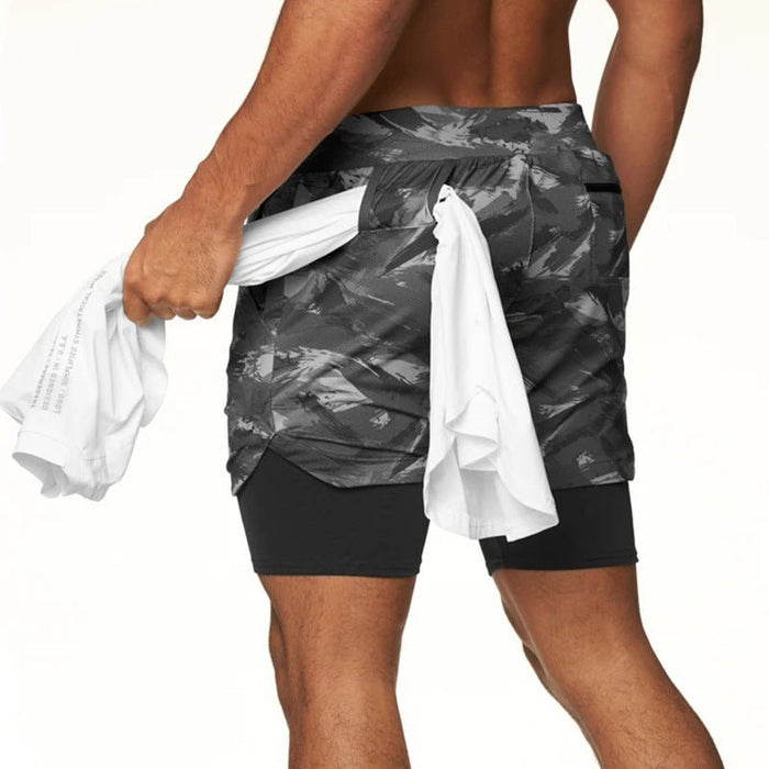 Men's 2-In-1 Camo Sports Shorts - Flamin' Fitness