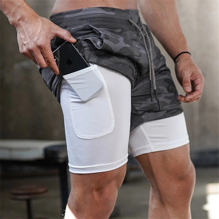 Men's 2-In-1 Camo Sports Shorts - Flamin' Fitness