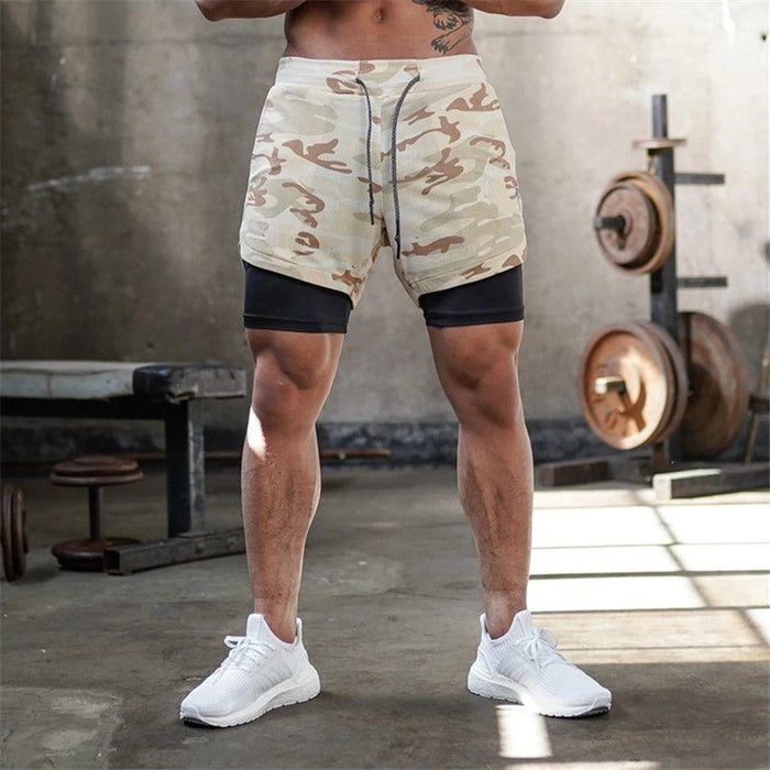 Men's 2-In-1 Camo Sports Shorts - Flamin' Fitness
