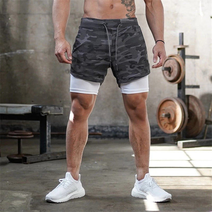 Men's 2-In-1 Camo Sports Shorts - Flamin' Fitness