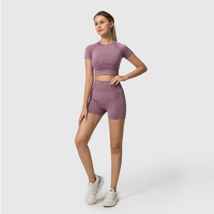 Short Sleeve Top & Leggings Gym Set - Flamin' Fitness