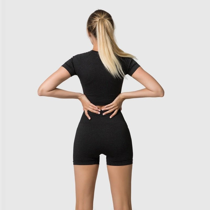 Short Sleeve Top & Leggings Gym Set - Flamin' Fitness