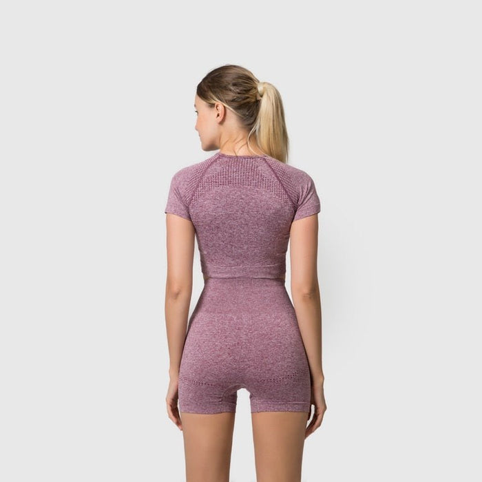 Short Sleeve Top & Leggings Gym Set - Flamin' Fitness
